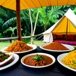 퓨전 패스트푸드 캠핑용 세트 - **

"A beautifully arranged glamping site in Kuala Kubu Bharu, Malaysia, featuring a luxurious tent ...